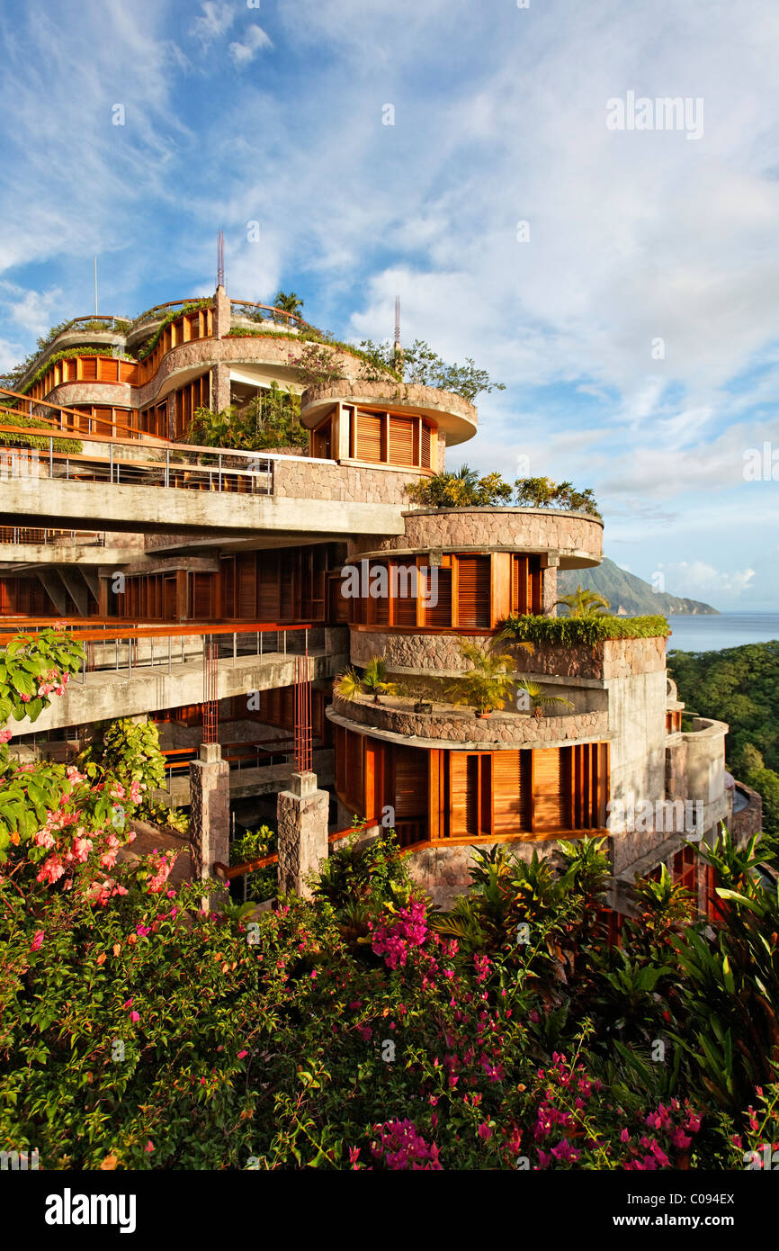 Jade Mountain Luxury hotel, Saint Lucia, îles du Vent, Petites Antilles, Caraïbes, mer des Caraïbes Banque D'Images