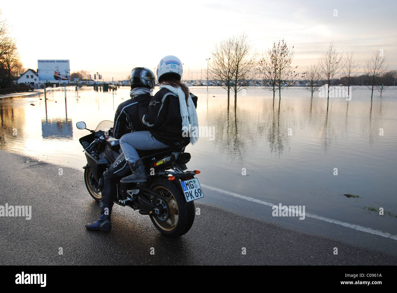 Berges inondées de Meuse Roermond Pays-Bas Banque D'Images