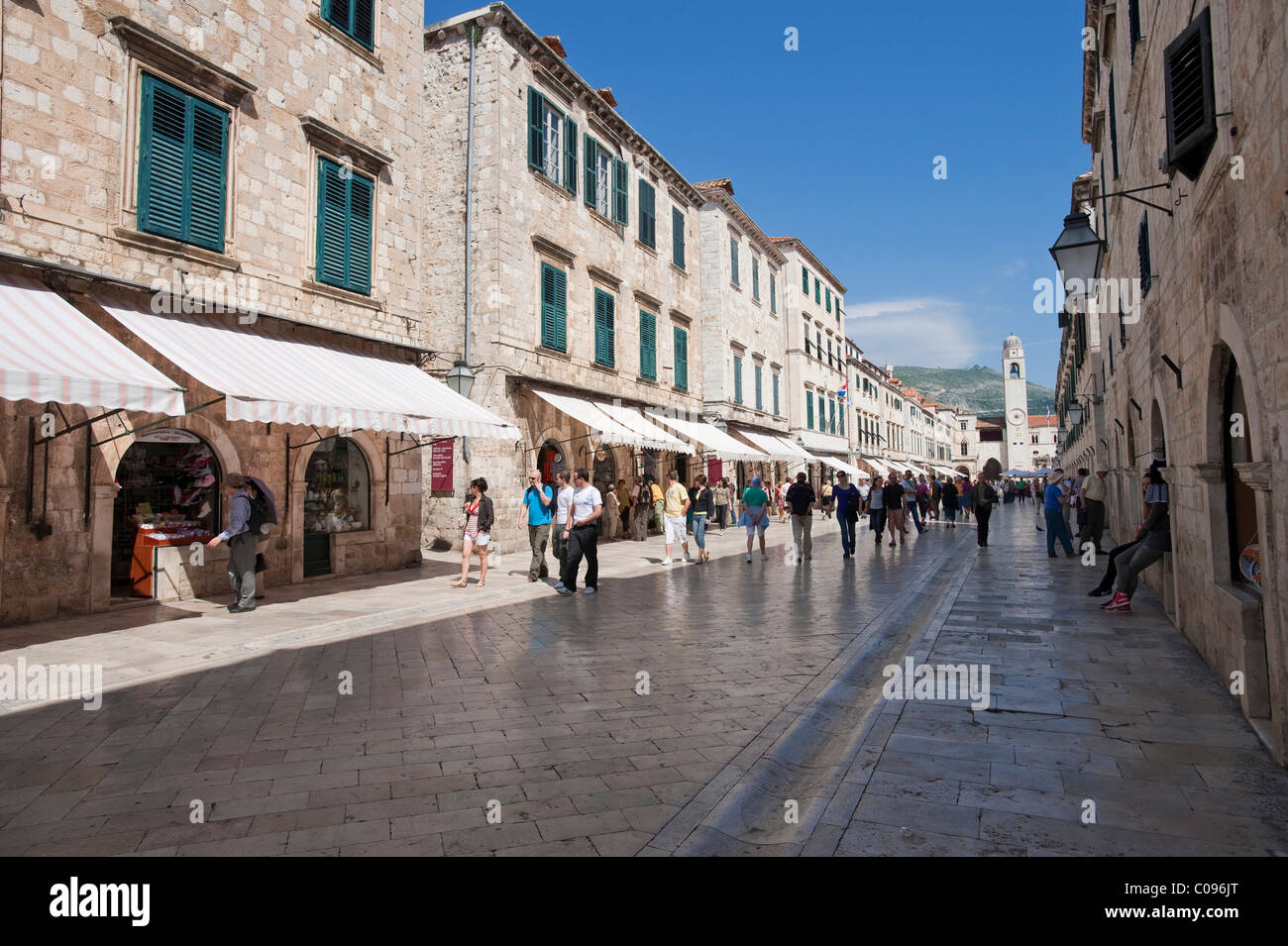 La Placa, Stradun, vieille ville, comté de Dubrovnik, Dubrovnik, Croatie, Europe Banque D'Images