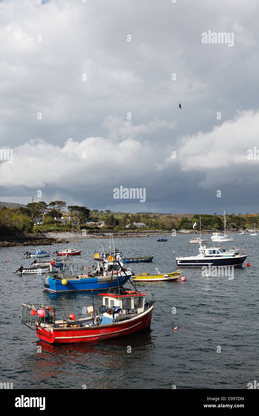 Des bateaux de pêche, quai de crâne, Schull, Mizen Head Peninsula, West Cork, Republic of Ireland, British Isles, Europe Banque D'Images