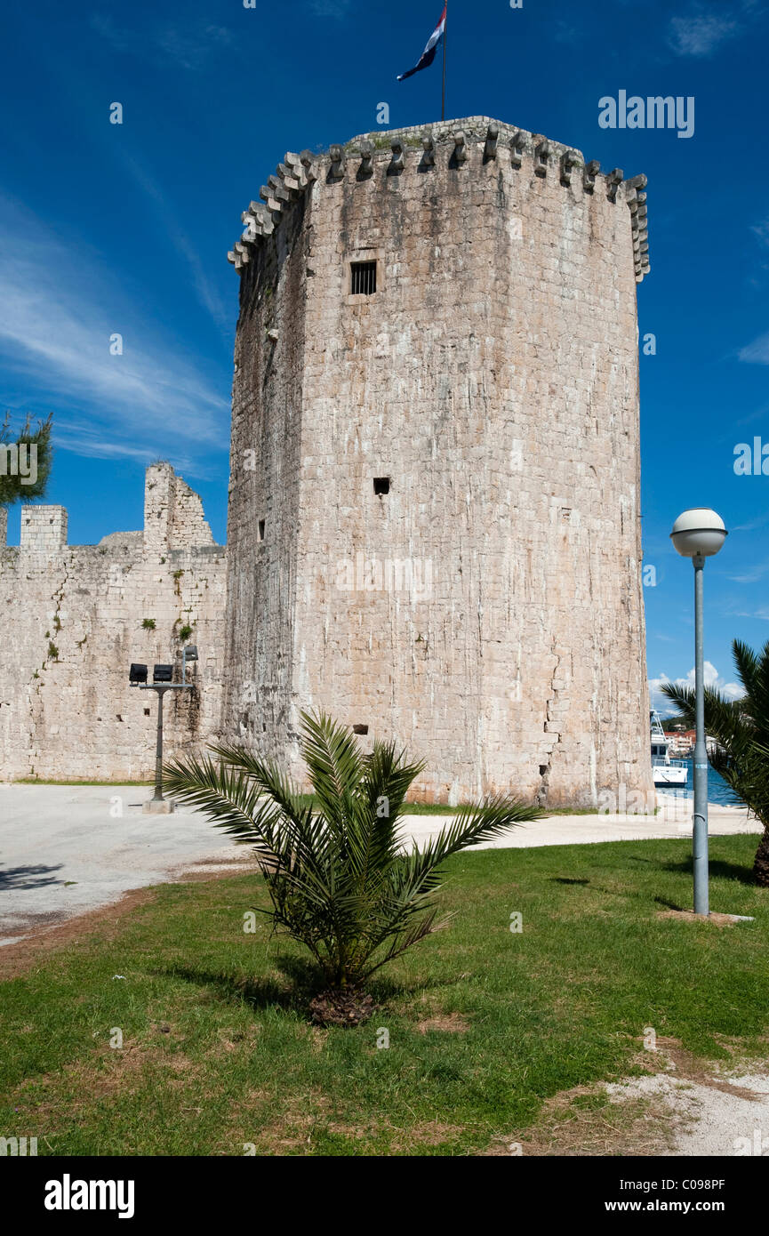 Tour du château, comté de Split-Dalmatie, Trogir, Croatie, Europe Banque D'Images