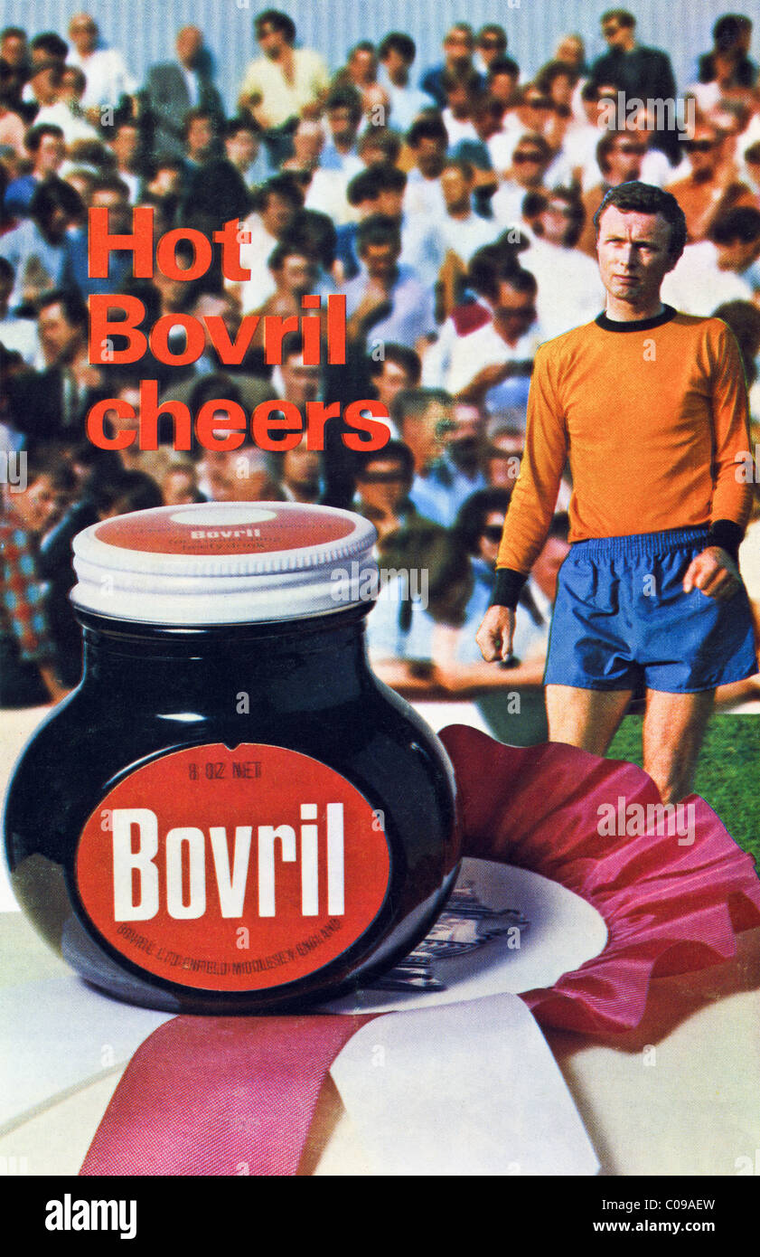 1970 Original en publicité pleine page pour le programme de football de boeuf Bovril verre Banque D'Images