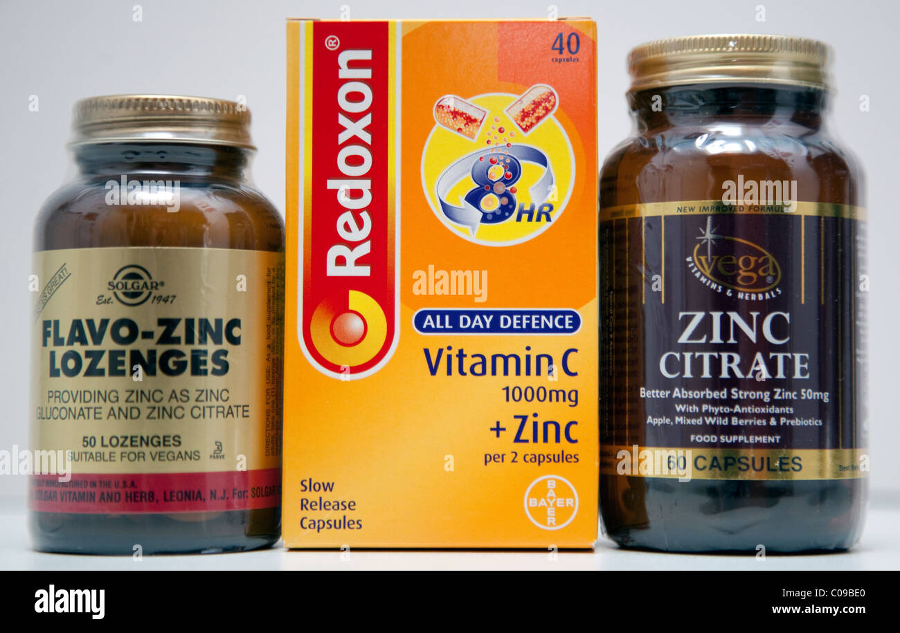 Suppléments de santé de zinc, Londres Banque D'Images