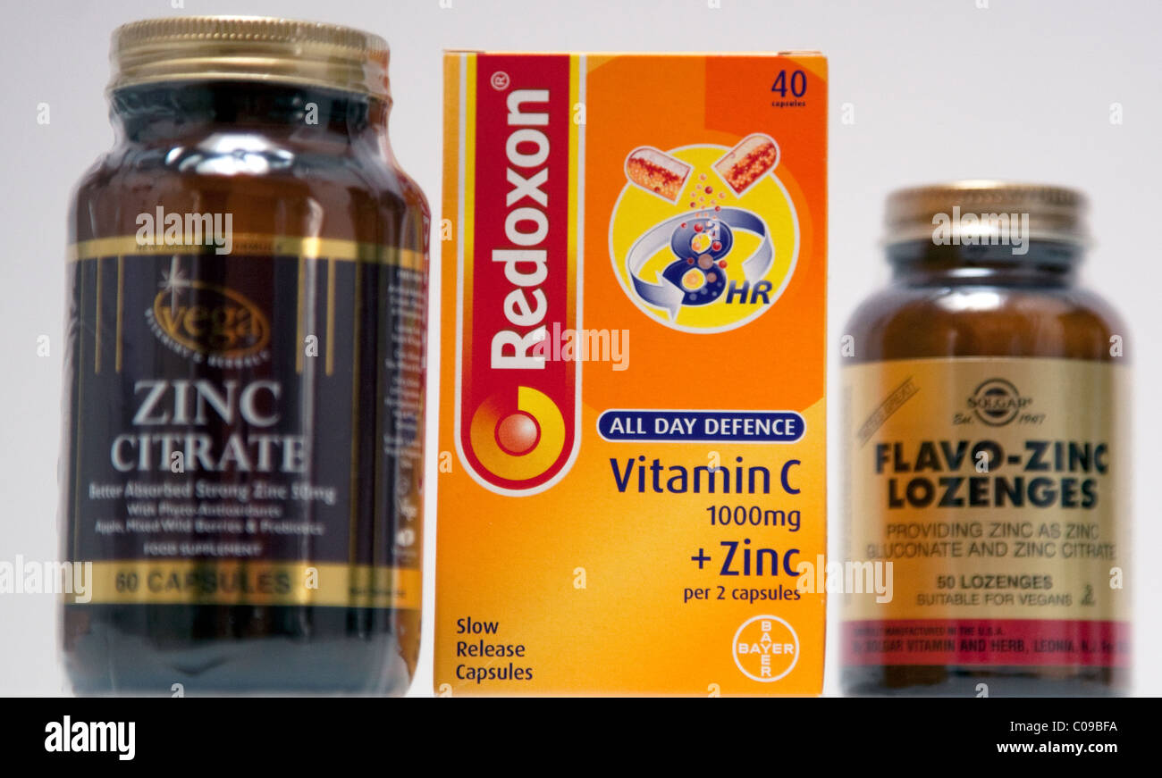 Suppléments de santé de zinc, Londres Banque D'Images