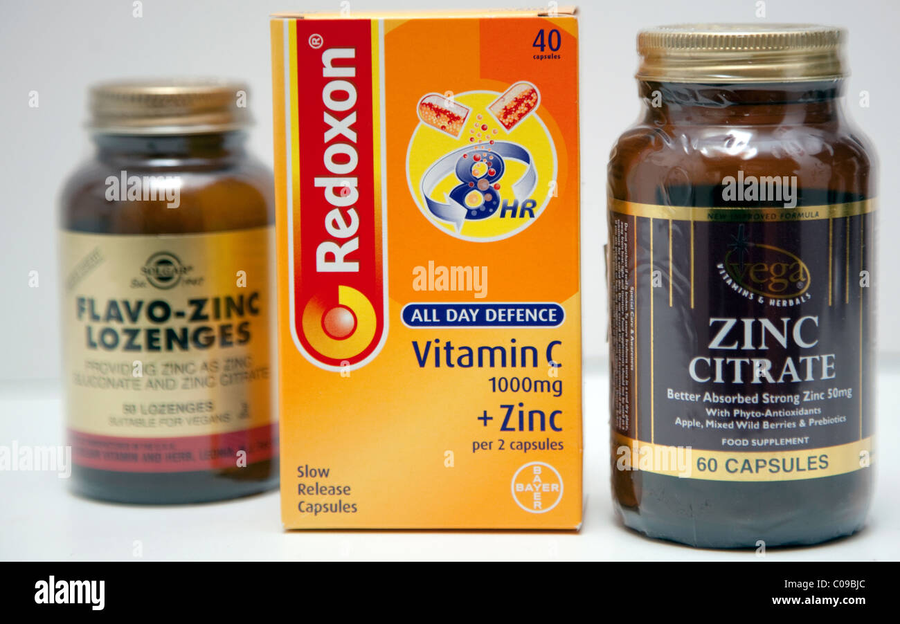 Suppléments de santé de zinc, Londres Banque D'Images
