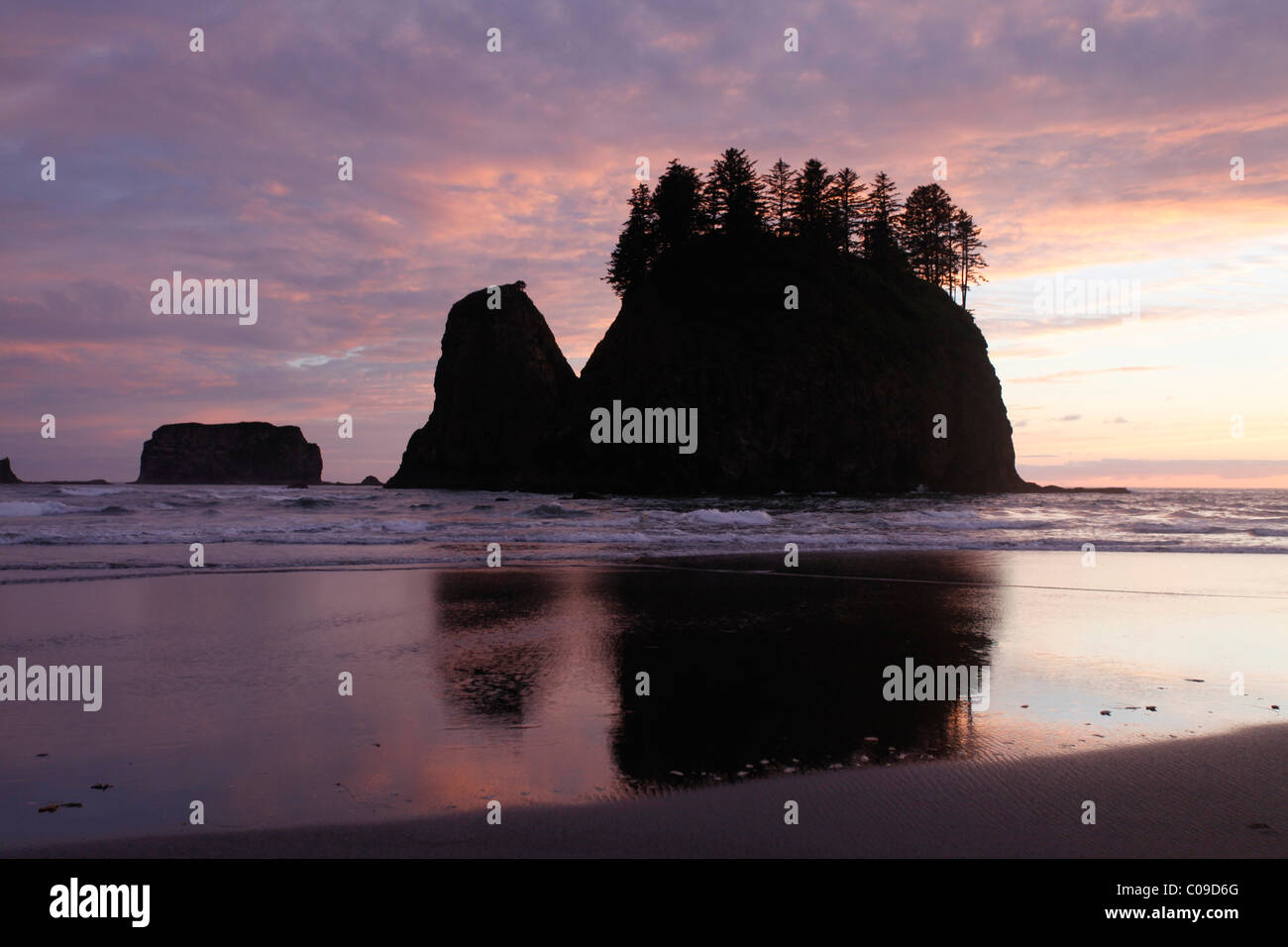 Deuxième plage de la Push, côte Olympique, Washington, USA Banque D'Images