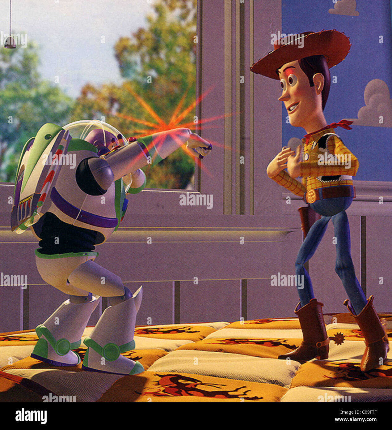 TOY STORY 1995/ Pixar Animation Studios Walt Disney Pictures Animation avec  Buzz l'éclair à gauche et Woody Photo Stock - Alamy