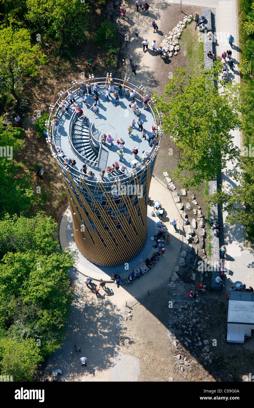 Vue aérienne, Juebergturm tour d'observation, de l''Exposition Pays Landesgartenschau Hemer, Maerkischer Kreis district Banque D'Images