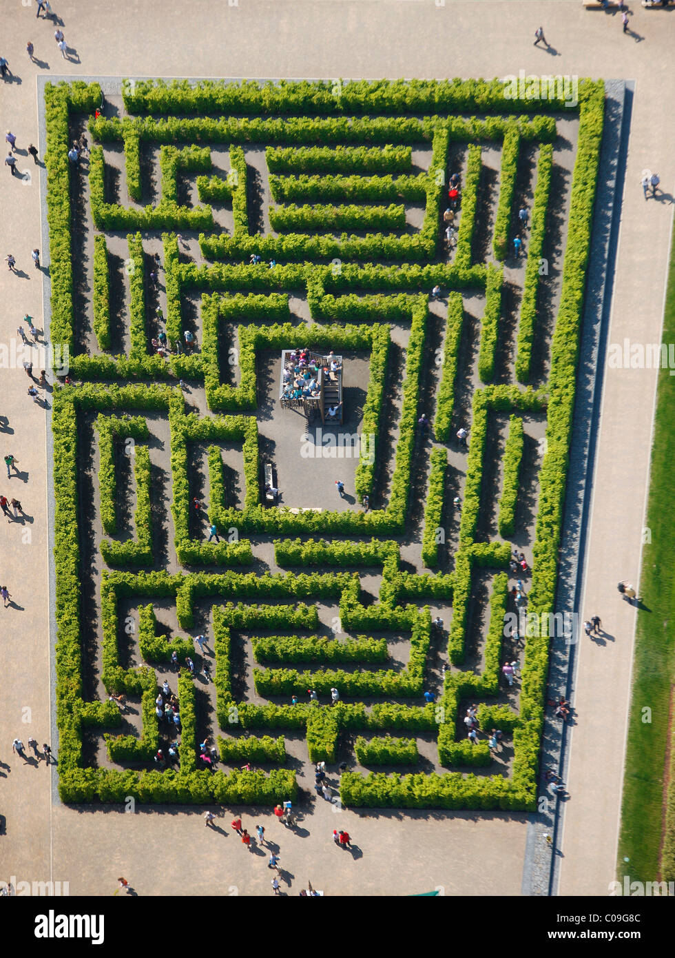 Vue aérienne, labyrinthe, labyrinthe de couverture, Landesgartenschau Hemer, exposition Jardin Pays Hemer, Maerkischer Kreis salon Banque D'Images