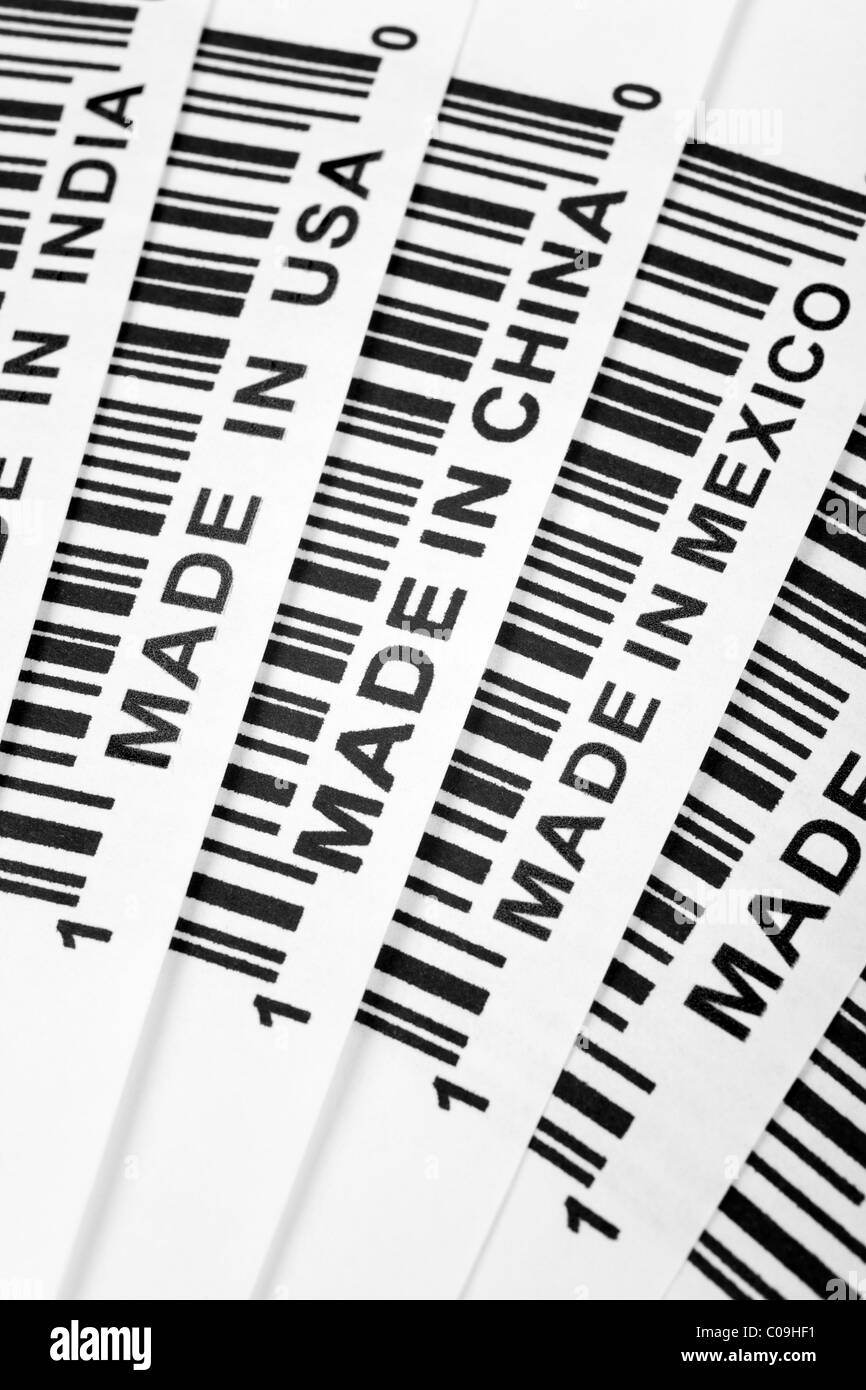 Code à barres, guerre commerciale, concept d'entreprise Banque D'Images