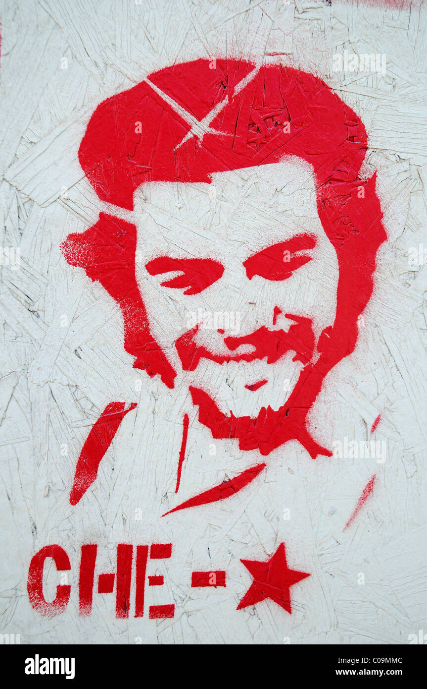 Che Guevara, chef de guérilla, héros populaire et rebelle, graffiti, fresque, Arica, Norte Grande, le nord du Chili, Chili, Amérique du Sud Banque D'Images