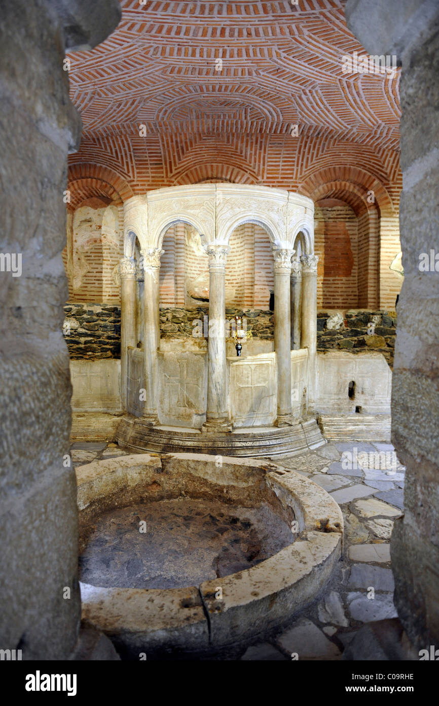 Crypte, vestiges de thermes romains à partir du 4ème siècle, l'intérieur, l'église de Saint Demetrius ou Hagios Demetrio, Thessalonique Banque D'Images