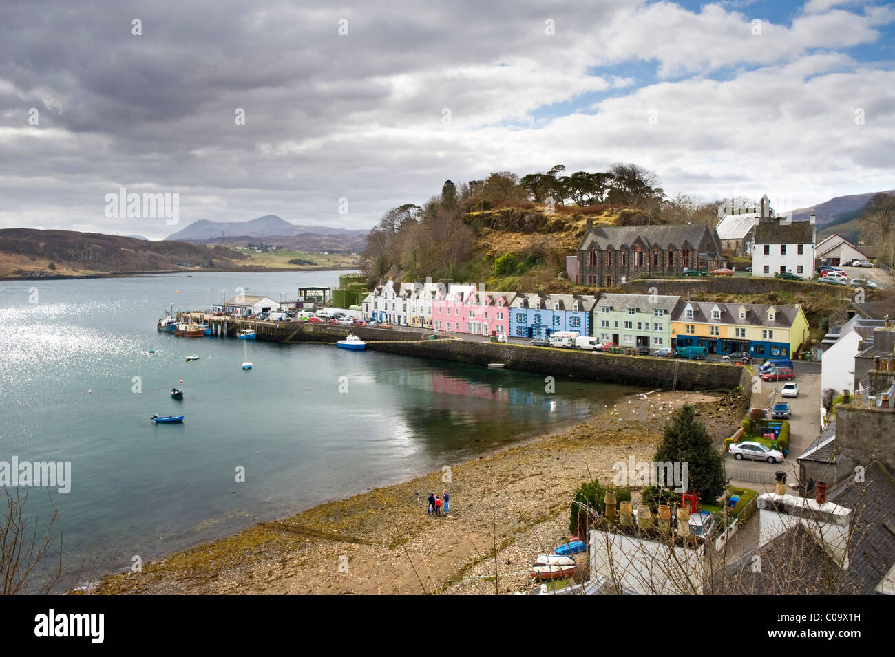 Le port de Portree colorés, Portree, Isle of Skye, Hébrides intérieures, Ecosse, Royaume-Uni Banque D'Images