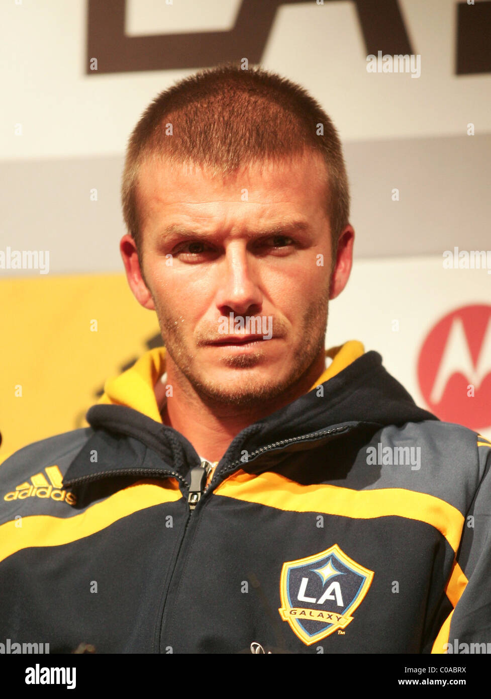 David Beckham LA Galaxy lors d'une conférence de presse au stade de Coupe du Monde de Seoul Séoul, Corée du Sud - 01.03.08 WENN Banque D'Images