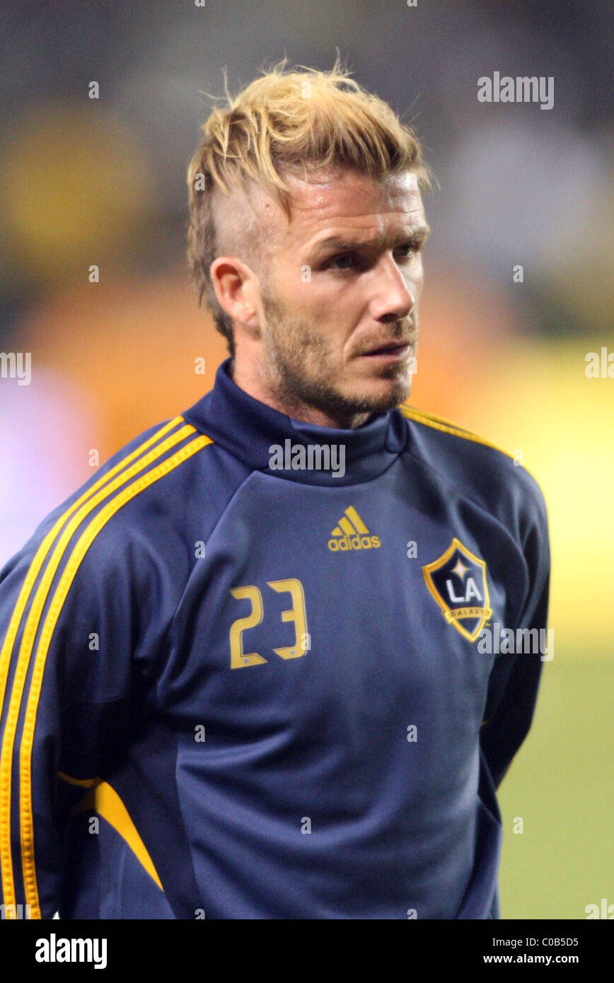 David Beckham a une nouvelle coupe de cheveux alors qu'il joue pour les Los  Angeles Galaxy vs Houston Dynamo dans la MLS Coupe de conférence de l'Ouest  à la Photo Stock -