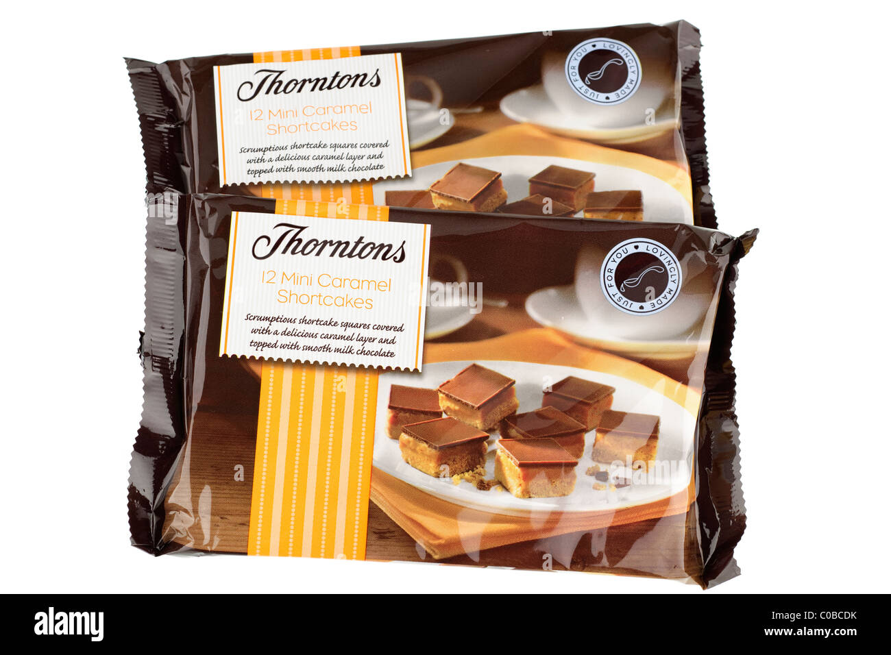 Deux paquets de 12 mini Thorntons des gâteaux de Noël caramel Banque D'Images