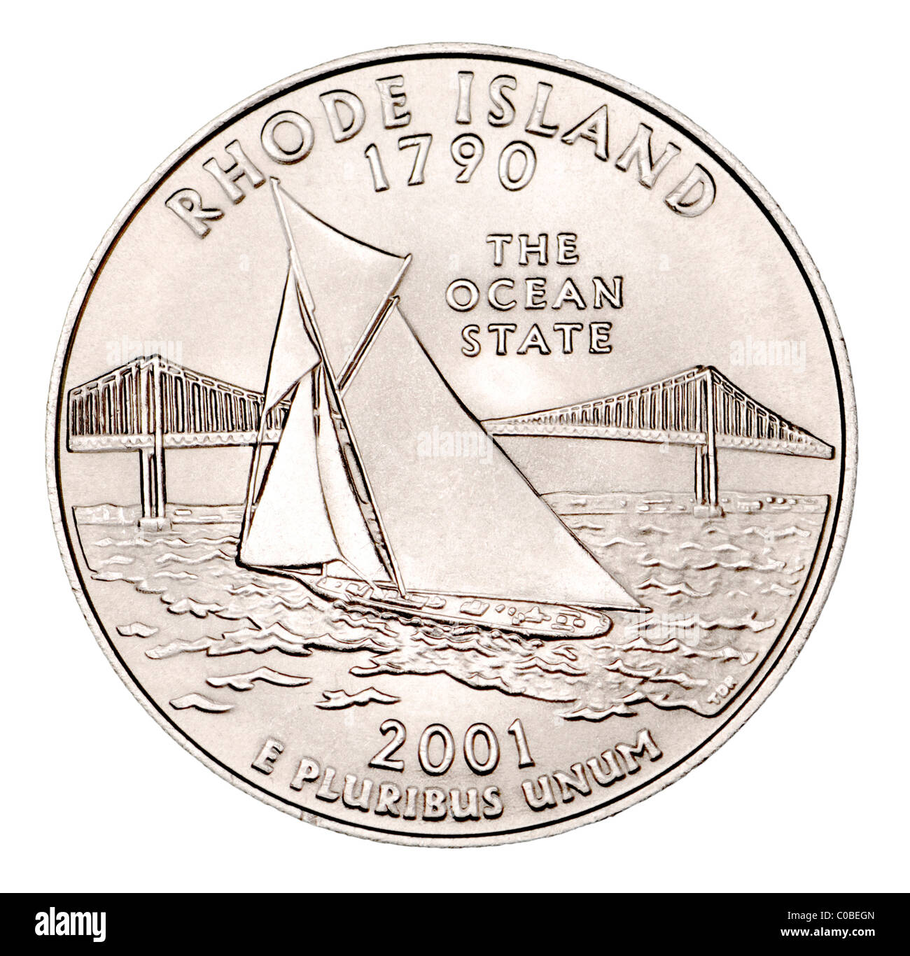 US Dollar trimestre représentant Rhode Island - 'l'Etat de l'océan' Banque D'Images