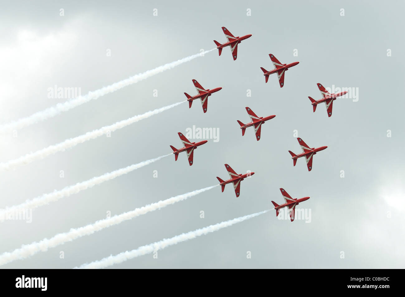 La Royal Air Force britannique des flèches rouges display team effectuer à Cosford Air Show 2010 Banque D'Images