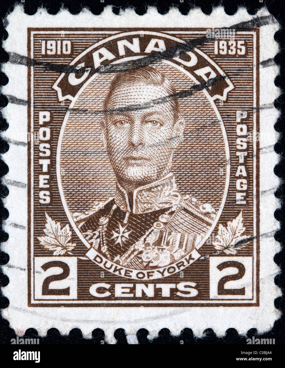 Timbre-poste canadien avec portrait de George V en tant que duc de York Banque D'Images