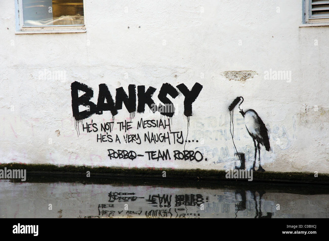 Un graffiti Banksy à Londres Banque D'Images