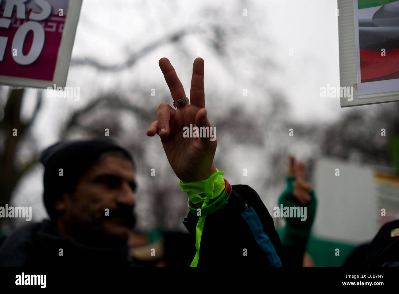 Manifestation devant l'ambassade d'Iran à Londres Banque D'Images