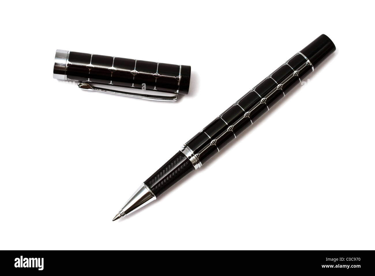 Stylo à bille noir isolé sur fond blanc Banque D'Images