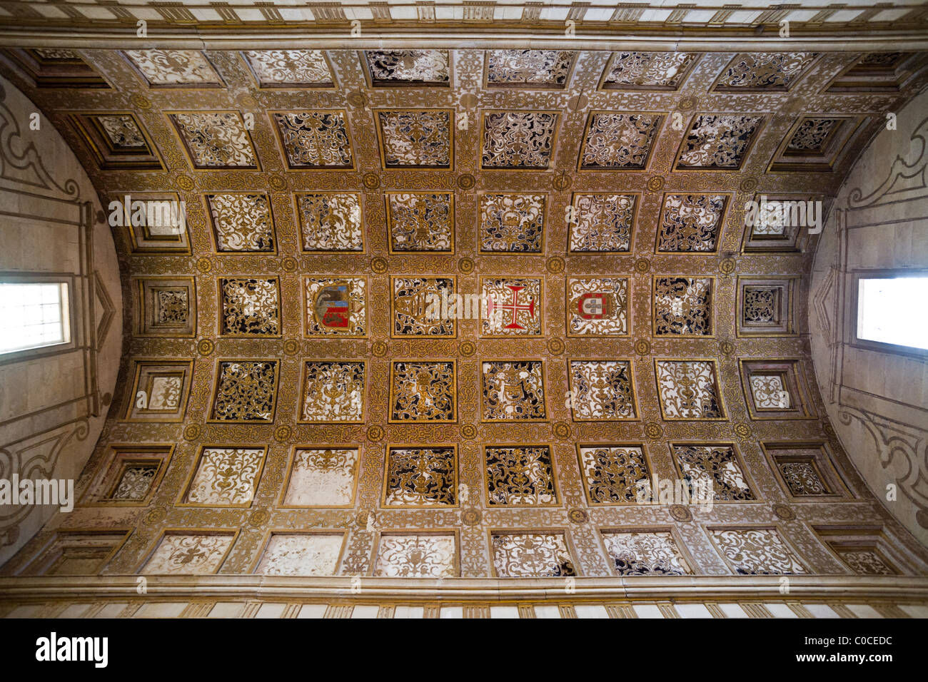 Plafond voûté de la nouvelle sacristie au Couvent du Christ à Tomar (Portugal), reconnu comme site du patrimoine mondial de l'UNESCO Banque D'Images