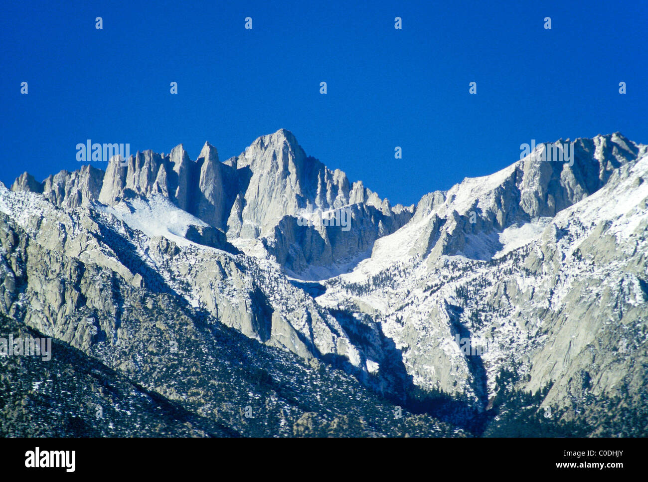 Le Mont Whitney et le Whitney Portal, l'est de la Sierra Nevada, en Californie. Banque D'Images