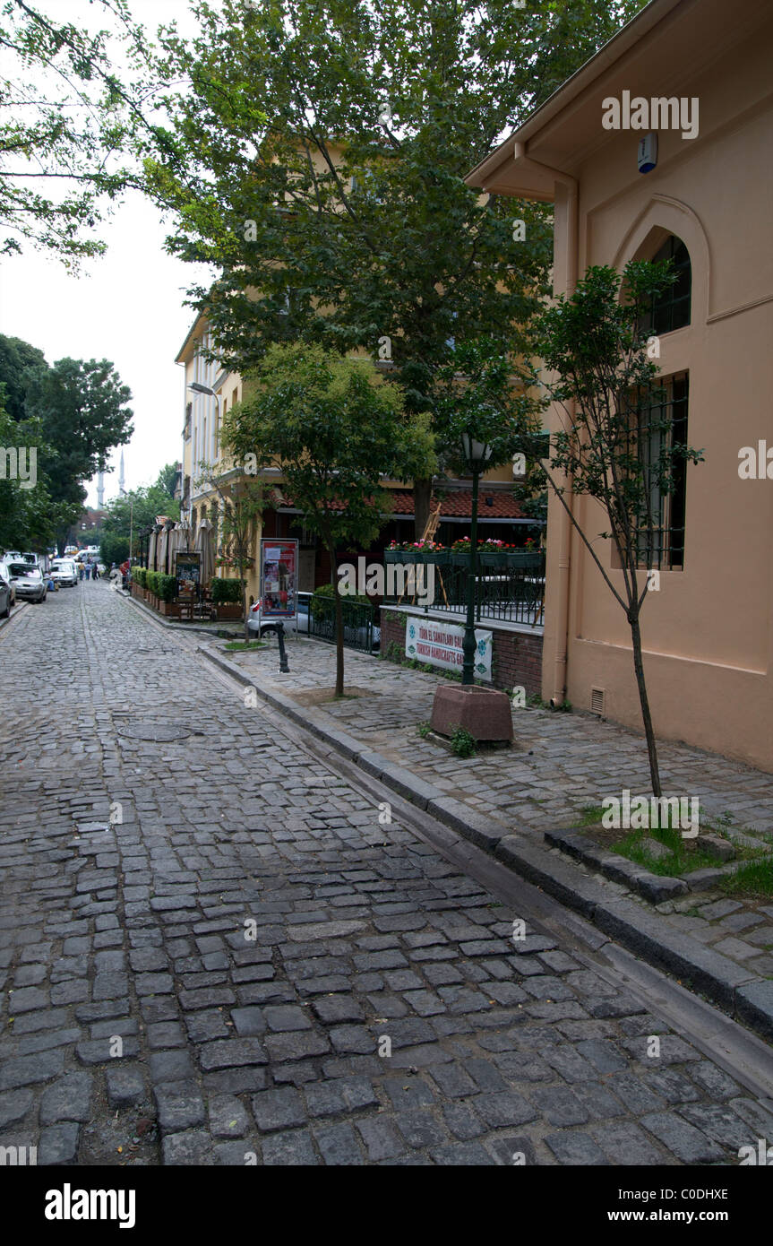 Sultanahmet (vieille ville) district d'Istanbul. Rue bois Bâtiments Banque D'Images