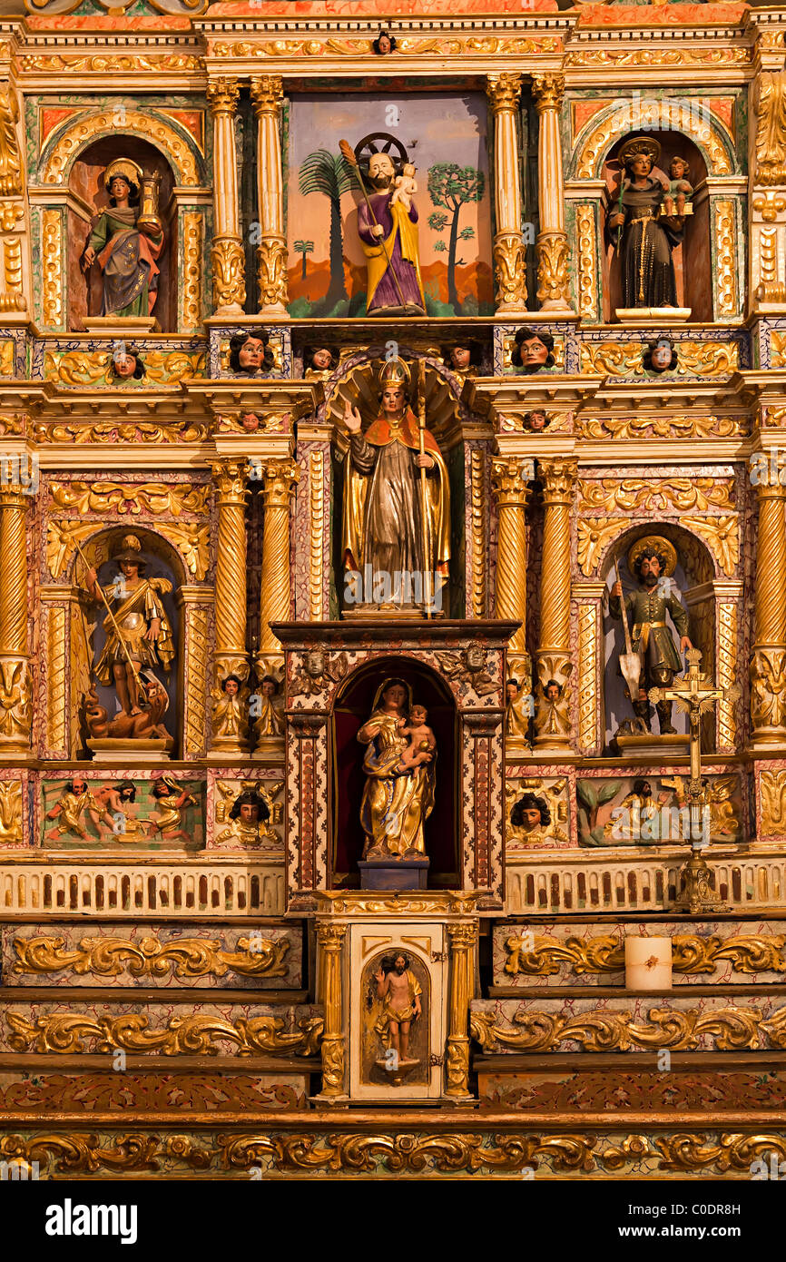 Panneau sculpté de l'église de Sant Serni Canillo Andorre Banque D'Images