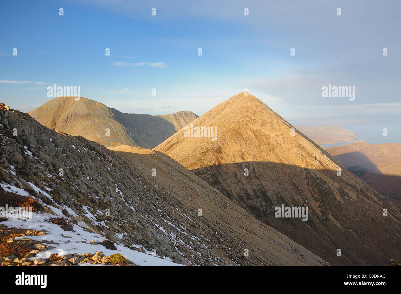 Beinn Dearg Mhor et Glamaig Mheadhonach de Beinn Dearg, Red Cuillin, île de Skye, Hébrides, Highlands, Scotland Banque D'Images