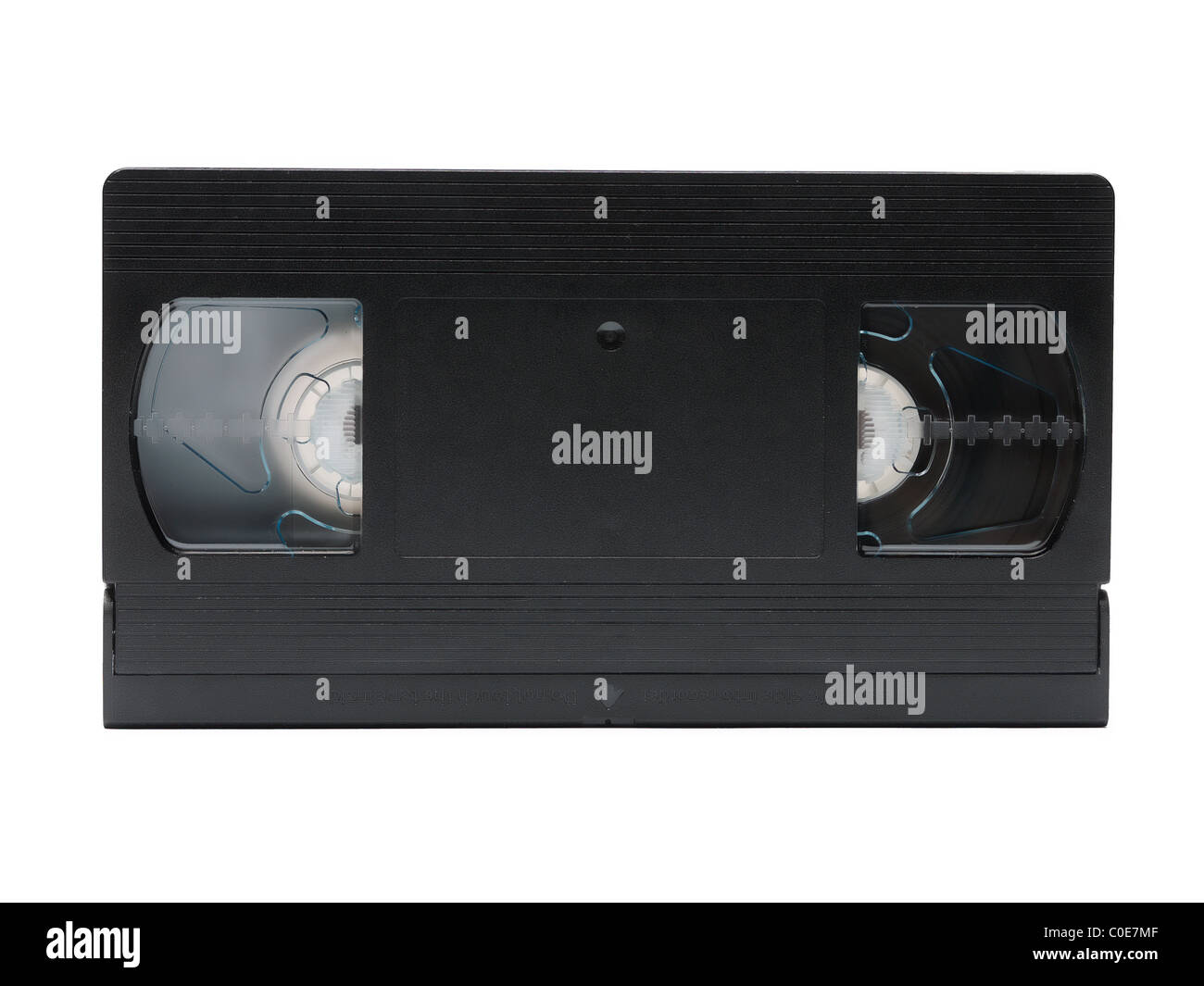 Bande VHS tourné sur fond blanc Banque D'Images