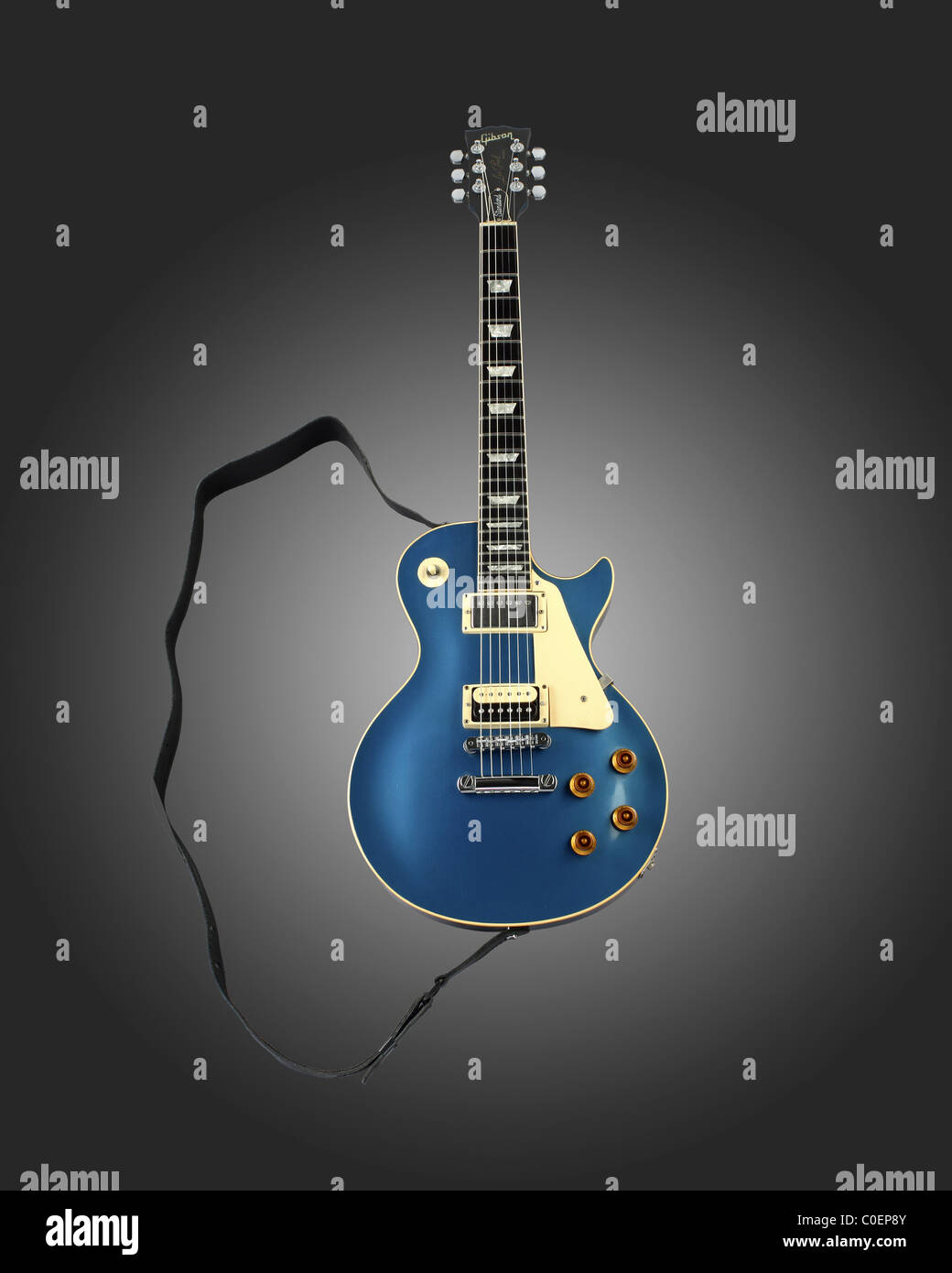 Blue Gibson Les Paul guitare électrique utilisée par le guitariste de U2  dans de nombreux enregistrements studio(est. $20,000/40,000) * LE BORD  Photo Stock - Alamy