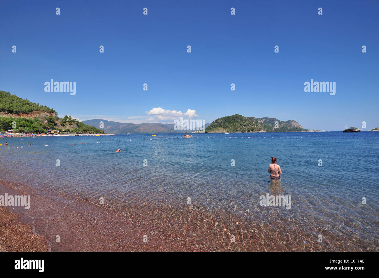 Belle plage et de la mer, sur la mer Egée, Icmeler, Turquie, Europe Banque D'Images