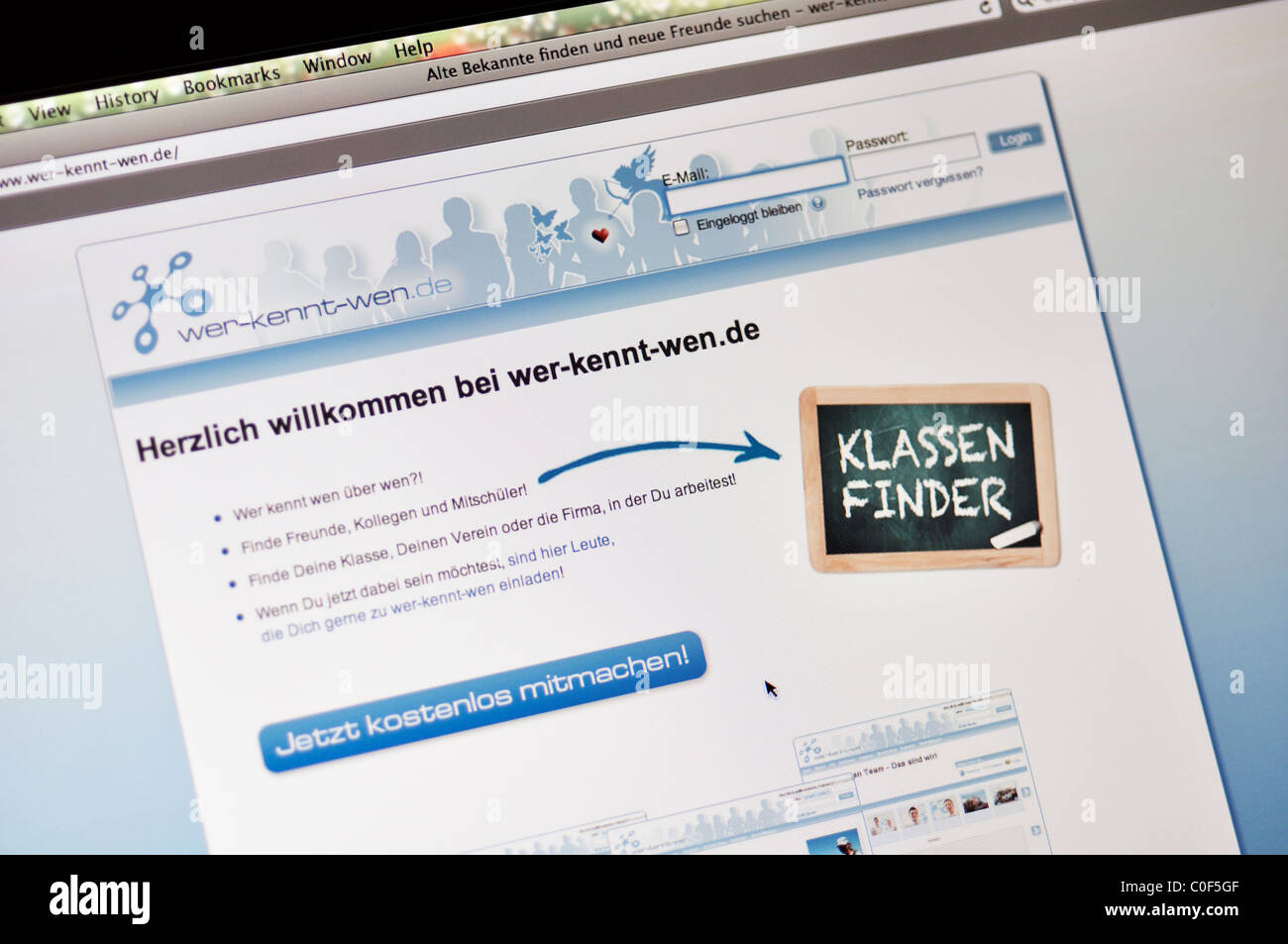 Wer-kennt-wen (Anglais : qui-sait-qui) est un site web de réseautage social populaires allemands Banque D'Images
