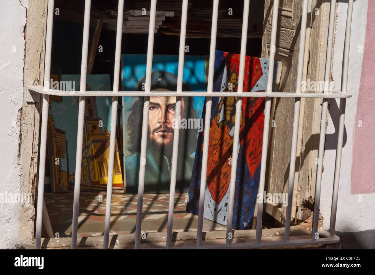 L'art cubain, Che Guevara Peinture, Trinidad, Cuba Banque D'Images