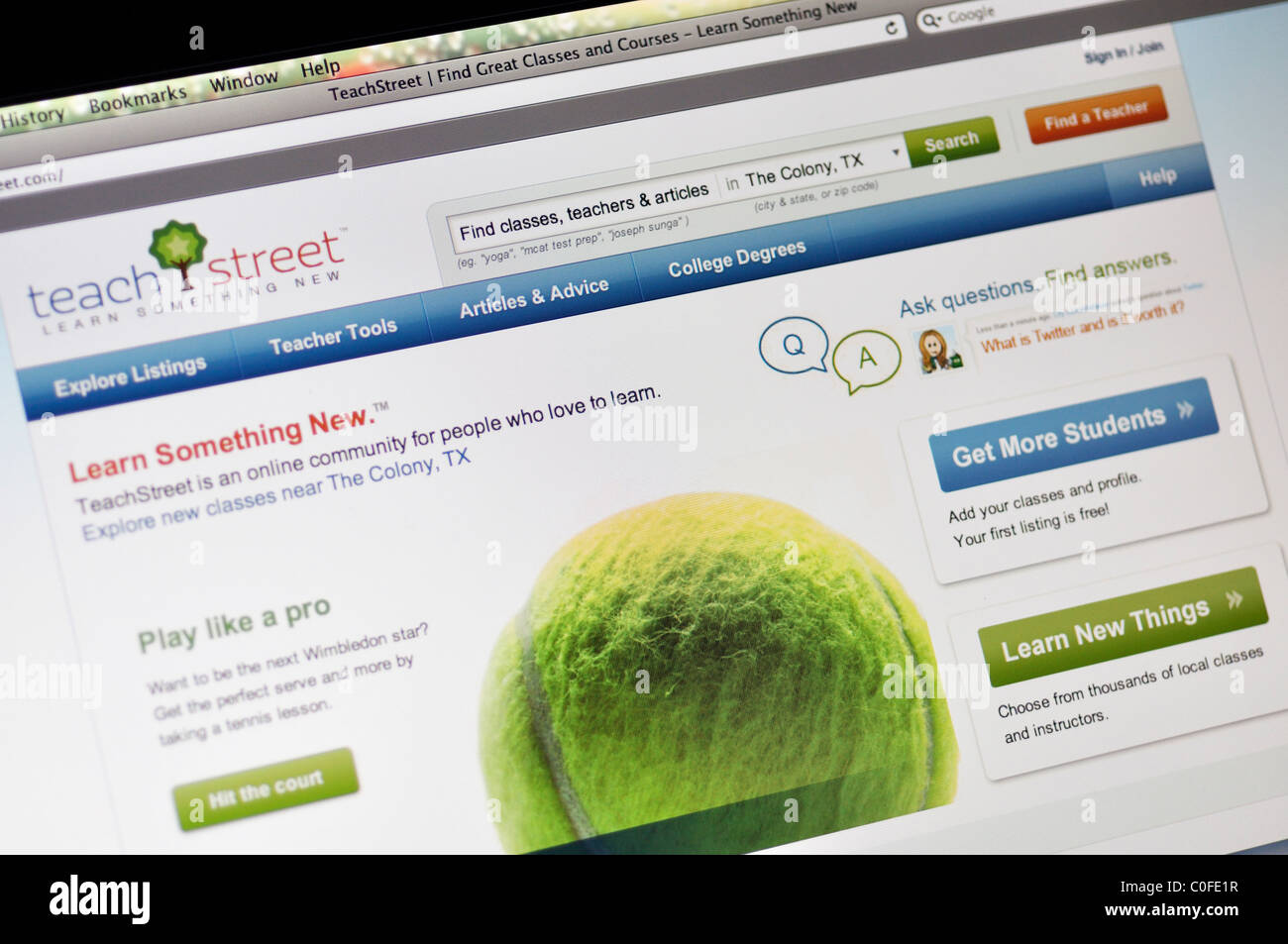 TeachStreet classes en ligne et cours site web Banque D'Images