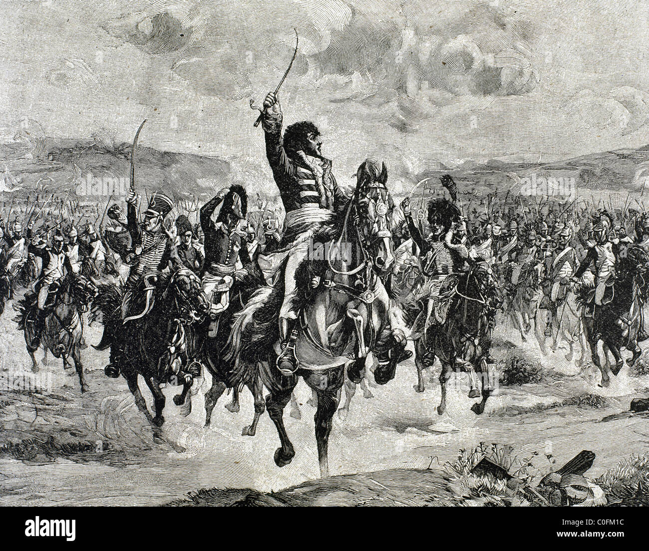 Le maréchal Murat mène une charge à la bataille d'Iéna, 14 octobre 1806. Banque D'Images