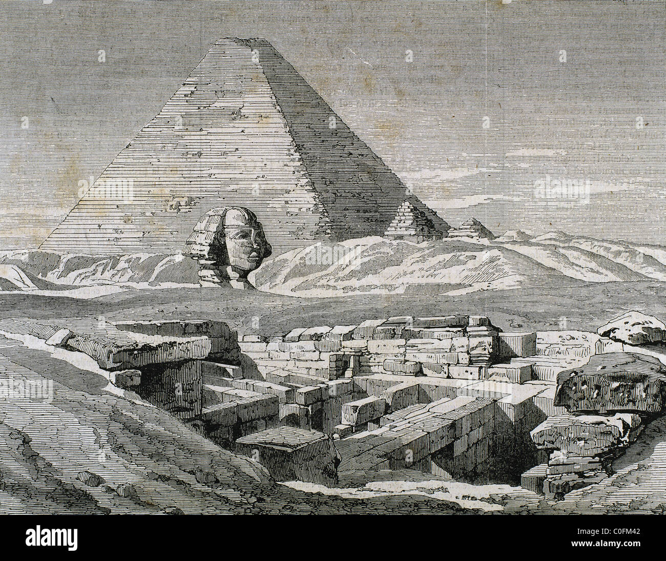 L'Égypte. Pyramides et Sphinx. Gravure, 1879. Banque D'Images