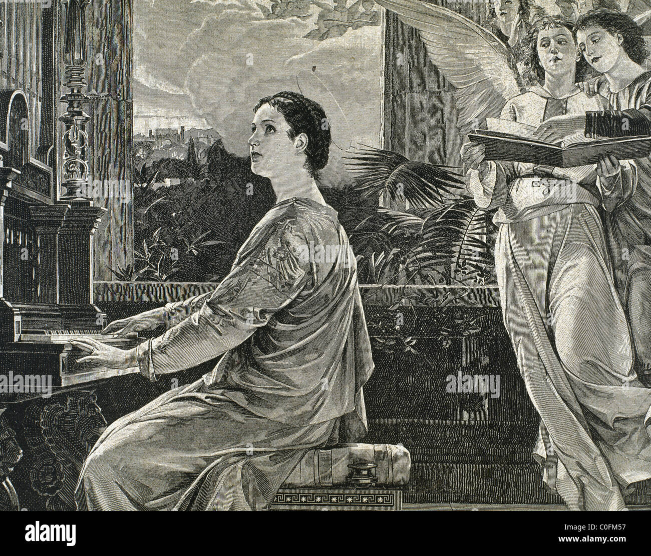 Saint Cecilia de Rome. 2e siècle A.C. Martyr romain. La gravure. Banque D'Images