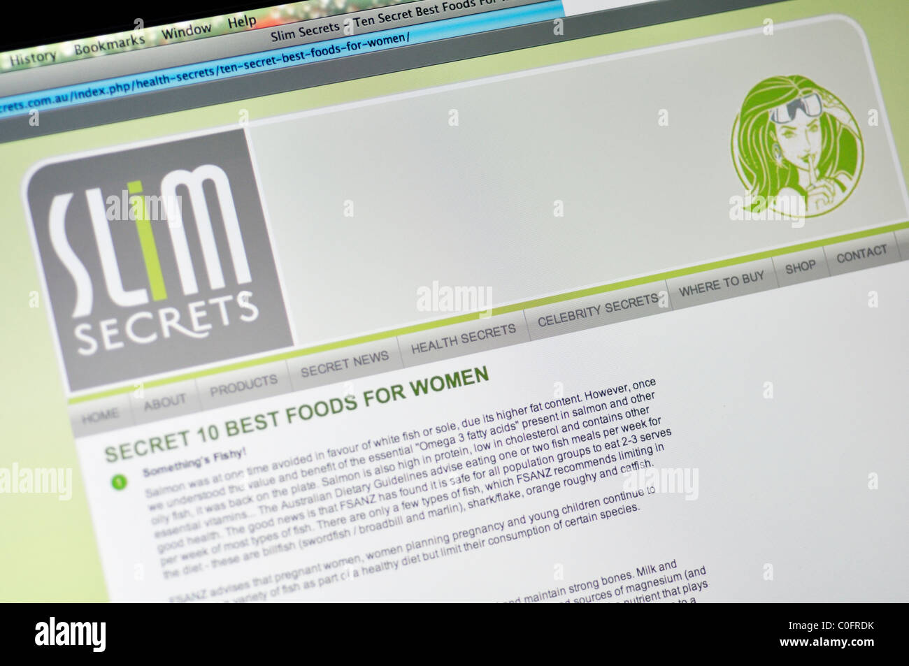 Site web Secrets Slim Banque D'Images