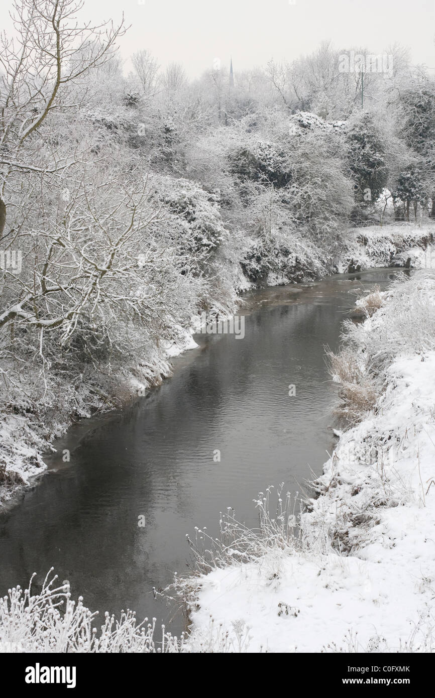 Reabrook à Shrewsbury est recouverte de neige et de givre, décembre 2010. Banque D'Images