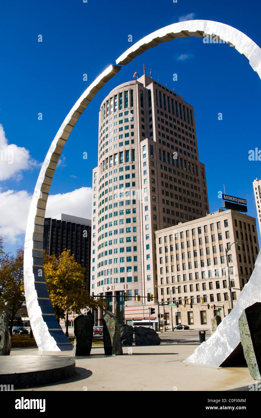 Michigan Héritage du travail Monument, Hart Plaza, Detroit Banque D'Images