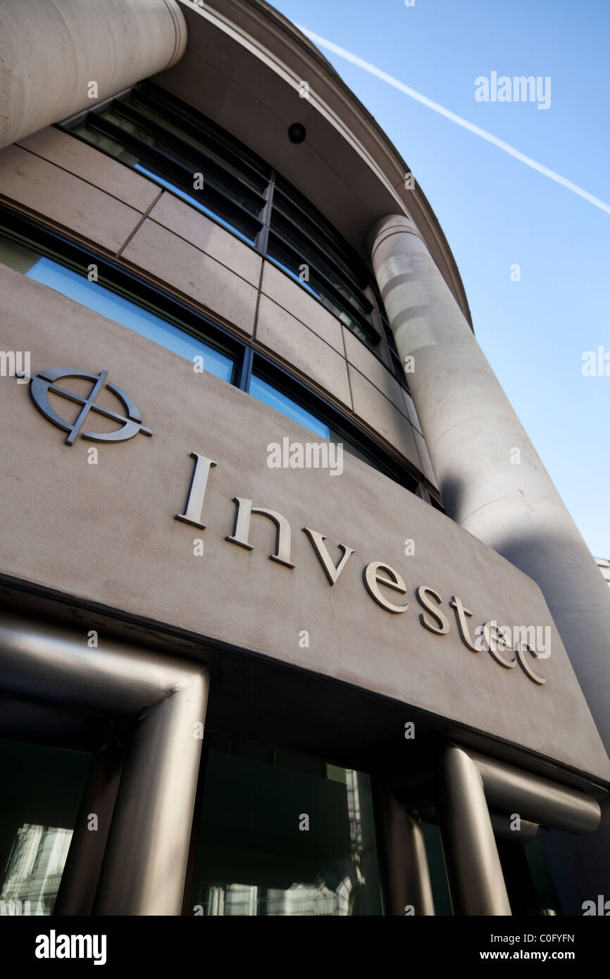 Au siège de l'Investec Londres 2 Gresham Street London, UK. Banque D'Images