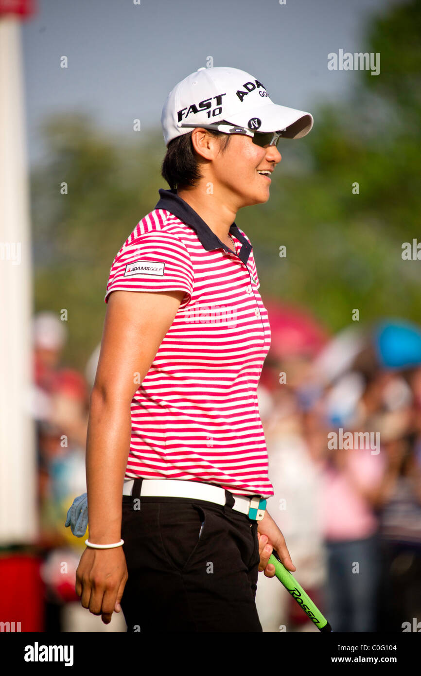 Yani Tseng (TPE) réagit après avoir remporté le tournoi de la LPGA Honda en Thaïlande à Pattaya, Thaïlande Banque D'Images