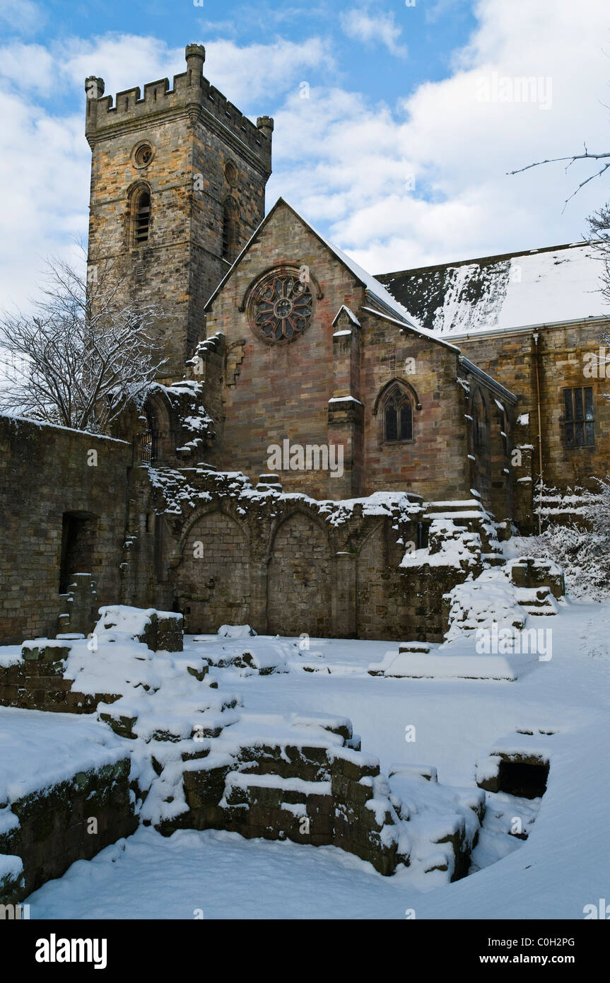 L'Abbaye de Culross dh FIFE CULROSS abbey écossais Fife Culross neige scène Banque D'Images