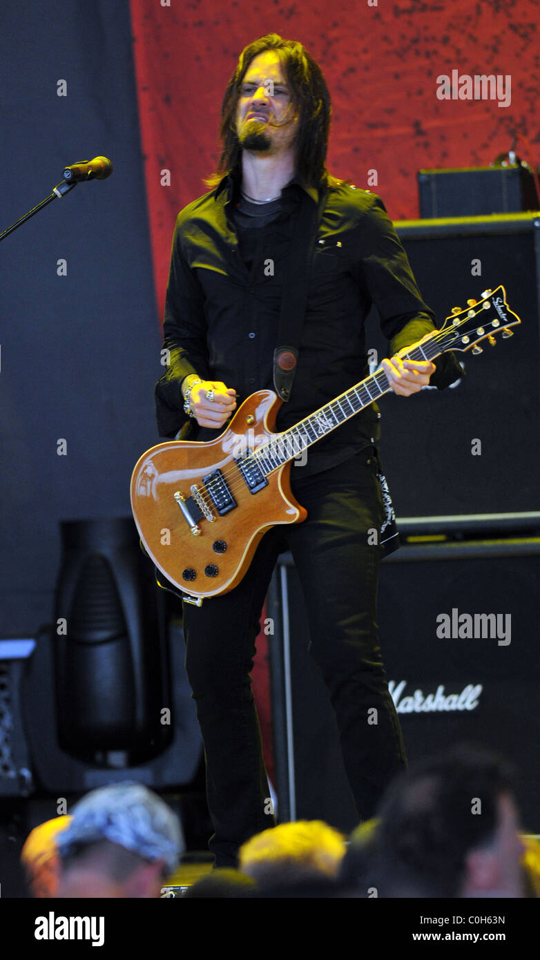 Le guitariste Jerry Horton de Papa Roach sur la soirée d'ouverture de l'CrueFest Tour West Palm Beach, Floride - 01.07.08 Banque D'Images