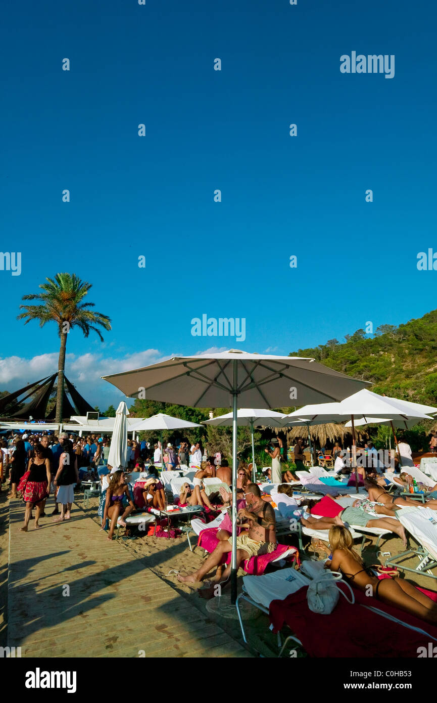 Le Blue Marlin Beach, Ibiza, Baléares, Espagne Banque D'Images