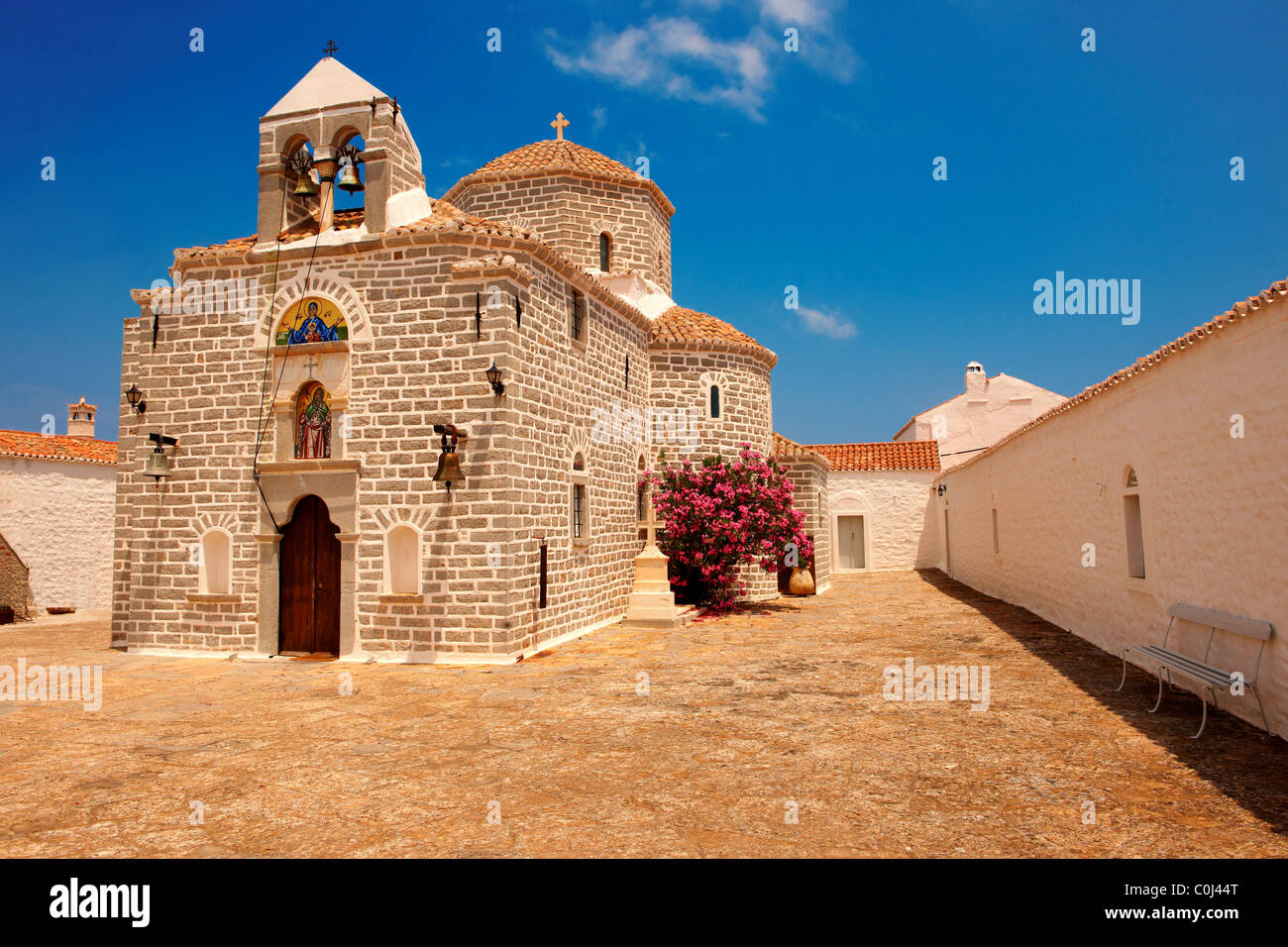 Monastère grec-orthodoxe du Profitis Ilias, Hydra, Grec Iles Saroniques Banque D'Images