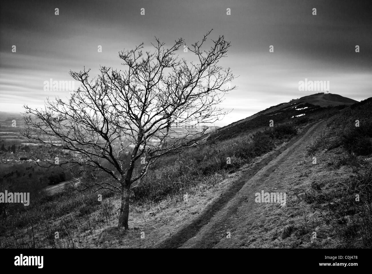 Journée froide sur les collines de Malvern Worcestershire UK Banque D'Images